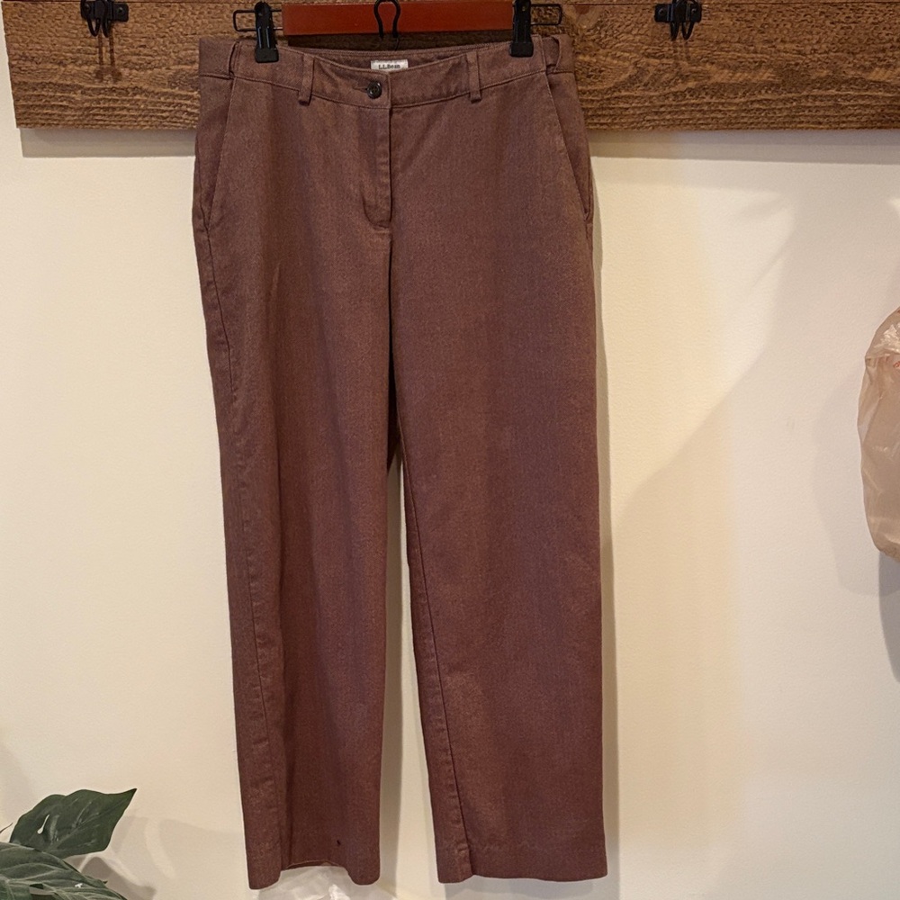 LL Bean Brown herringbone Straight-Leg Trousers